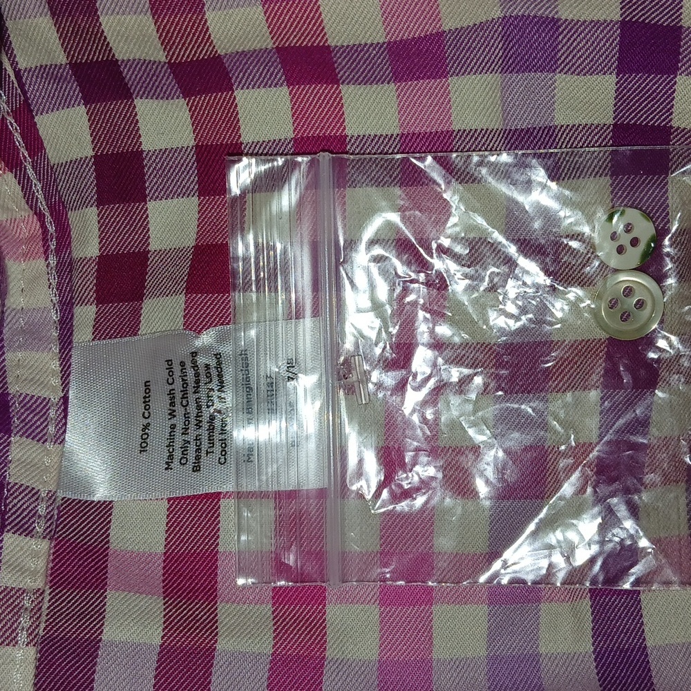 Talbots Womens Button Down Gingham Plaid Pink Lon… - image 5